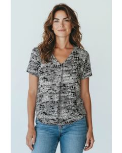 T-shirt print Lina zwart