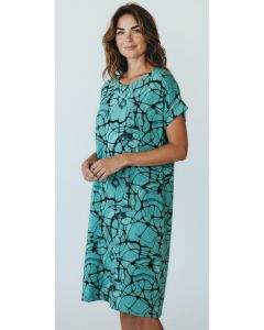 Jurk print Roos cirkel groen