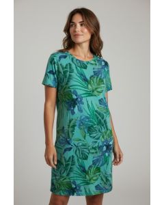 Jurk print roos palm groen