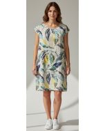 Jurk roos/veer beige
