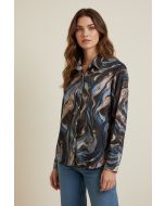 Blouse print Floor donkerblauw