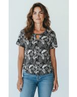 T-shirt print 0097 blad zwart