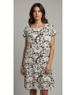 Jurk print Roos cirkel beige
