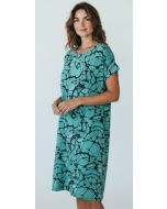 Jurk print Roos cirkel groen