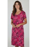 Jurk print Roos bloem fuxia