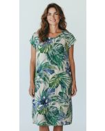 Jurk print Roos palm beige