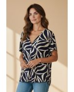 T-shirt print Linde donkerblauw